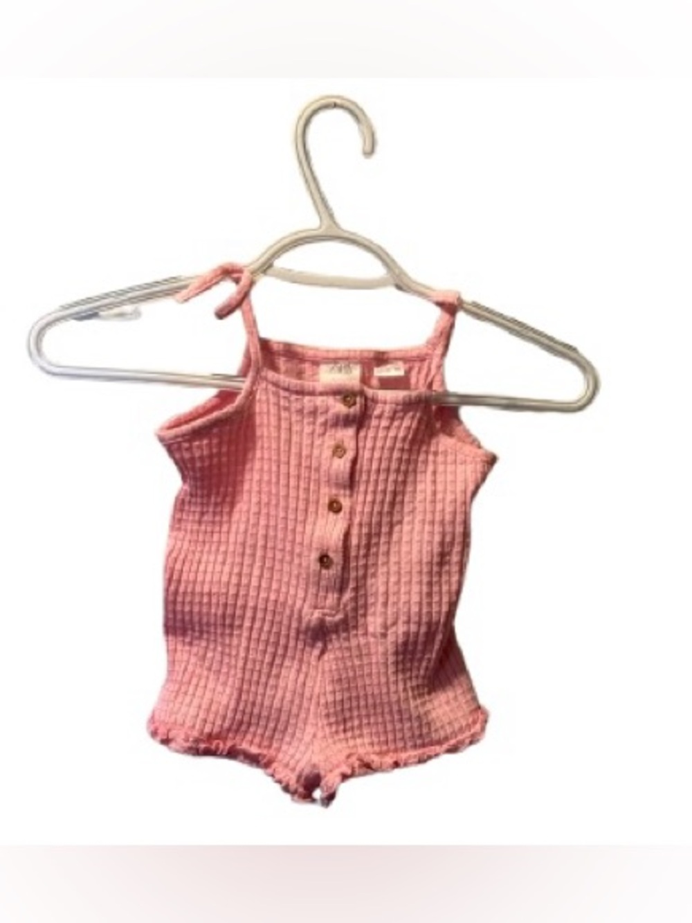 ZARA Baby Ribbed Pink Romper – 9–12 Months